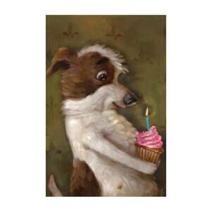 Alison Friend - Yappy Birthday- Time Limited Edition Dog Art Print with COA